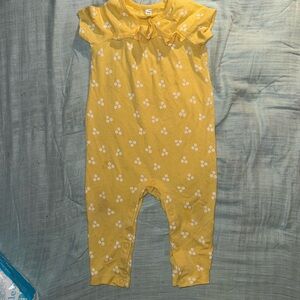 Okie Dokie Yellow Romper with White Flowers